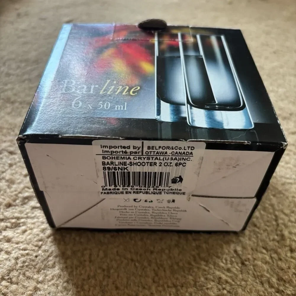 Barline Bohemia Crystal Box Of 6 50 ML Vodka Shot Glasses *New*